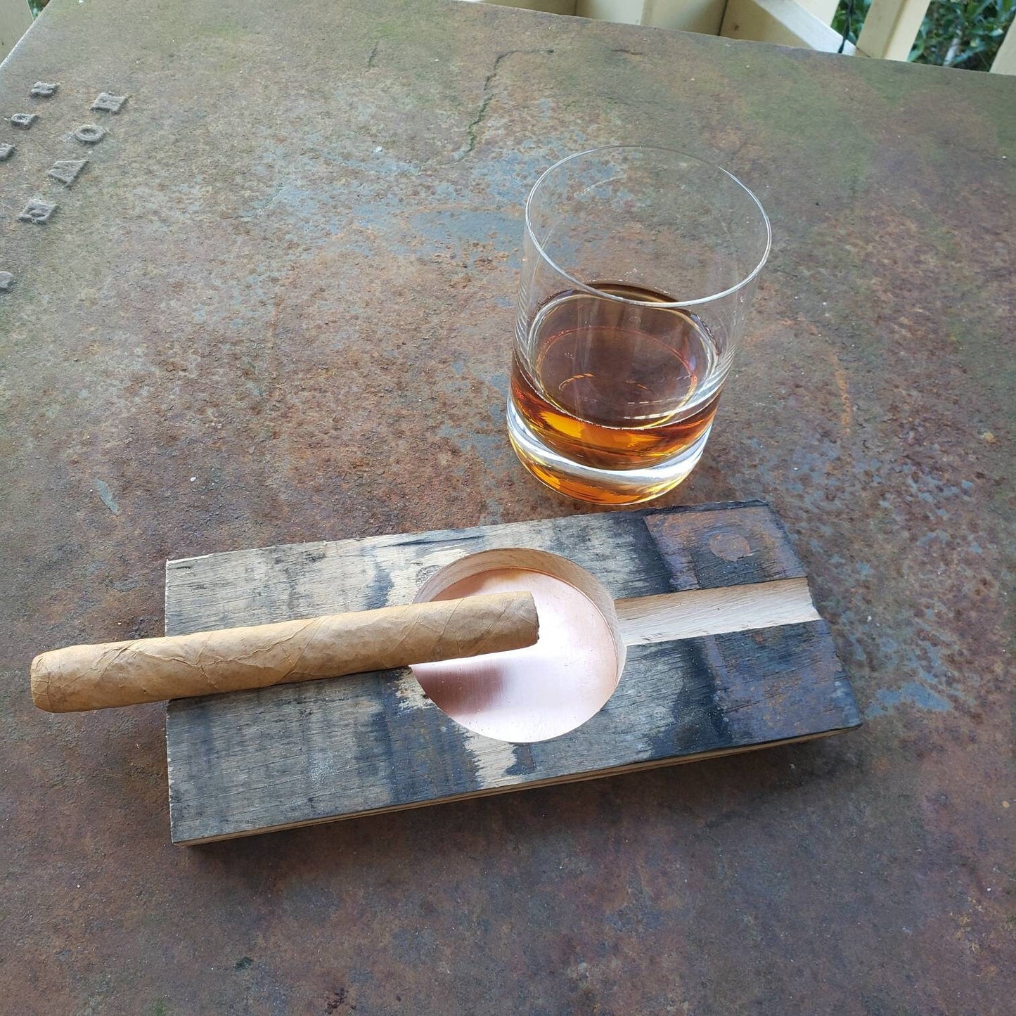Reclaimed Bourbon Barrel Cigar Ashtray