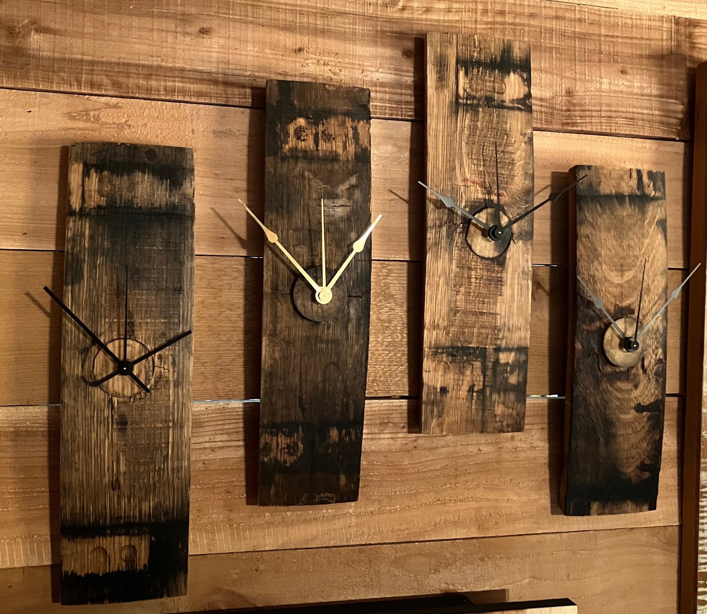 Bourbon barrel stave clock